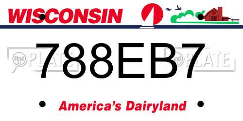 788EB7 Wisconsin License Plate