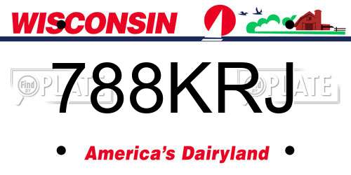 788KRJ Wisconsin License Plate
