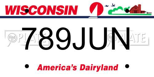 789JUN Wisconsin License Plate