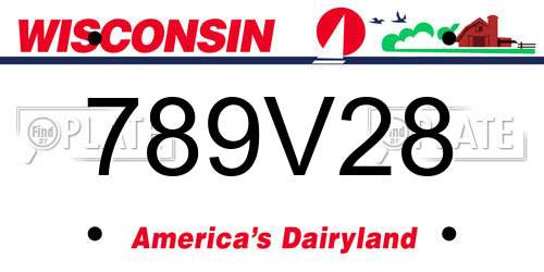 789V28 Wisconsin License Plate