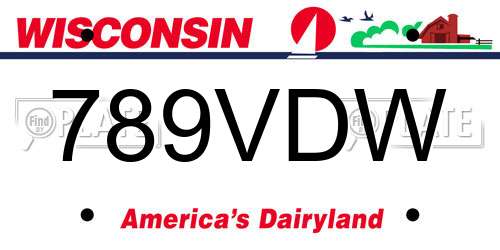 789VDW Wisconsin License Plate