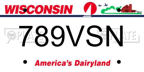 789VSN Wisconsin License Plate