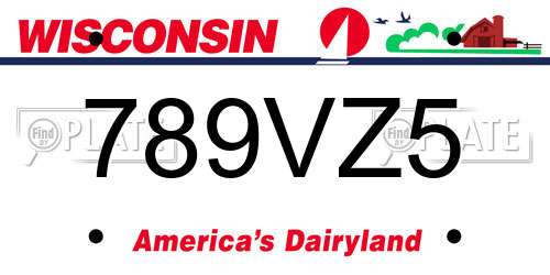 789VZ5 Wisconsin License Plate