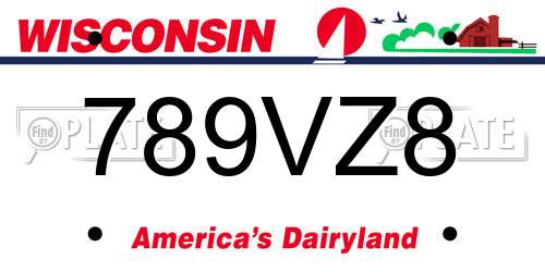 789VZ8 Wisconsin License Plate