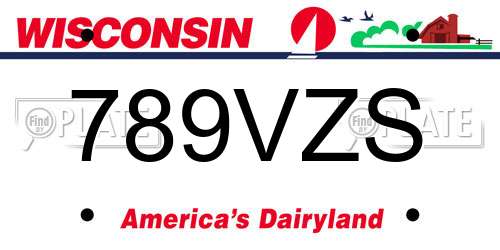 789VZS Wisconsin License Plate