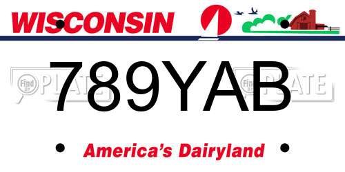 789YAB Wisconsin License Plate