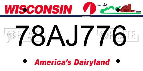 78AJ776 Wisconsin License Plate