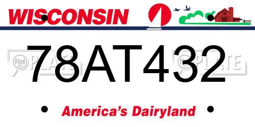78AT432 Wisconsin License Plate