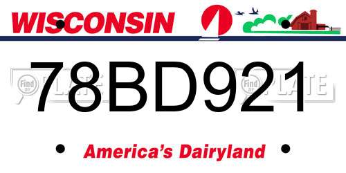 78BD921 Wisconsin License Plate