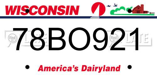 78BO921 Wisconsin License Plate