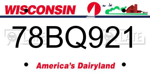 78BQ921 Wisconsin License Plate