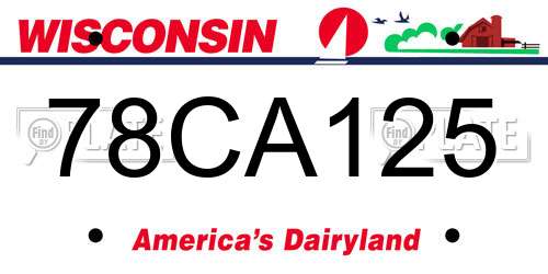 78CA125 Wisconsin License Plate