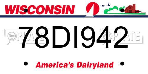 78DI942 Wisconsin License Plate