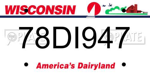 78DI947 Wisconsin License Plate