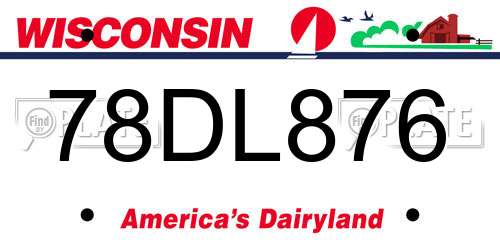 78DL876 Wisconsin License Plate