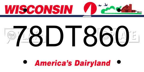78DT860 Wisconsin License Plate