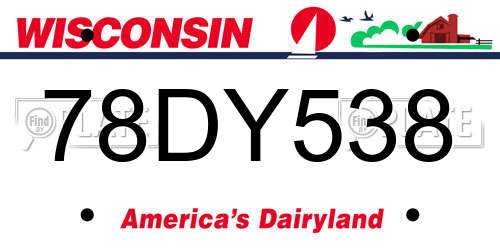 78DY538 Wisconsin License Plate