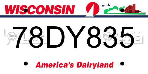 78DY835 Wisconsin License Plate