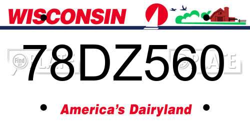 78DZ560 Wisconsin License Plate