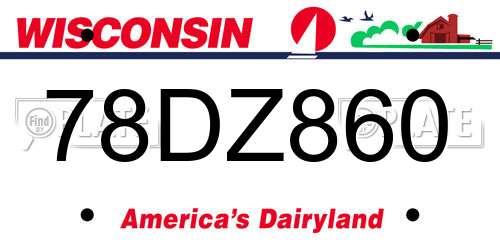 78DZ860 Wisconsin License Plate