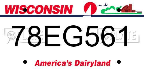 78EG561 Wisconsin License Plate