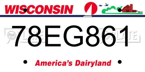 78EG861 Wisconsin License Plate