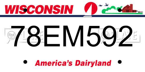78EM592 Wisconsin License Plate