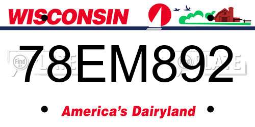 78EM892 Wisconsin License Plate