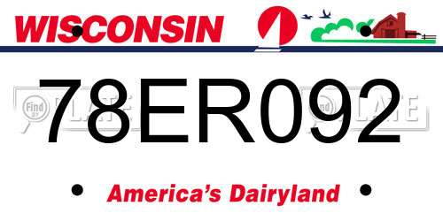78ER092 Wisconsin License Plate