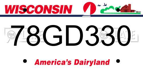 78GD330 Wisconsin License Plate