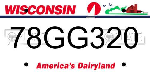78GG320 Wisconsin License Plate
