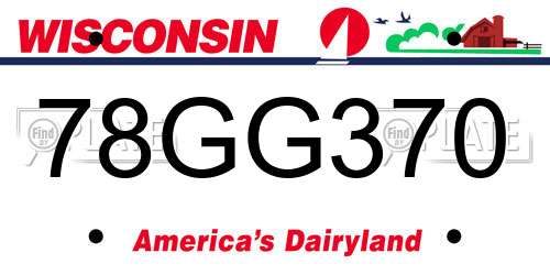 78GG370 Wisconsin License Plate