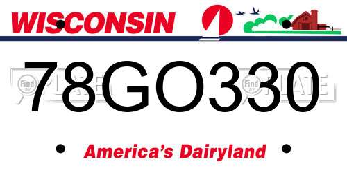 78GO330 Wisconsin License Plate