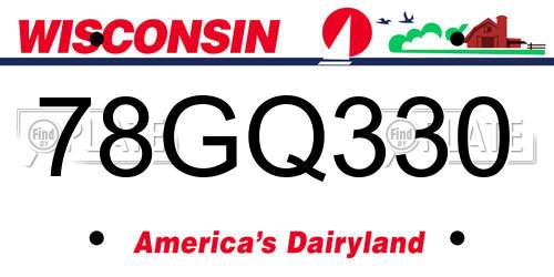 78GQ330 Wisconsin License Plate