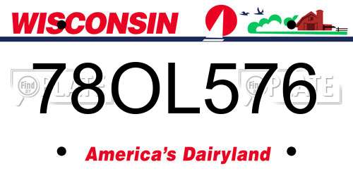 78OL576 Wisconsin License Plate
