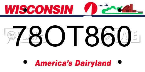 78OT860 Wisconsin License Plate