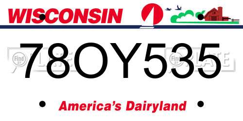 78OY535 Wisconsin License Plate
