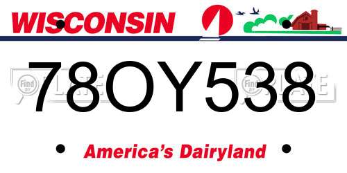 78OY538 Wisconsin License Plate