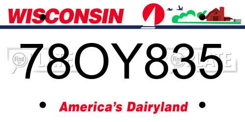 78OY835 Wisconsin License Plate