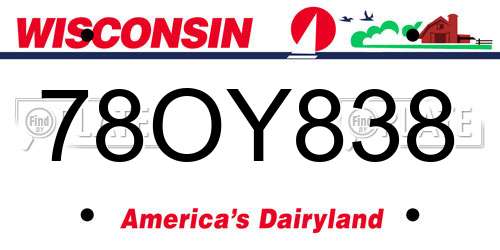 78OY838 Wisconsin License Plate