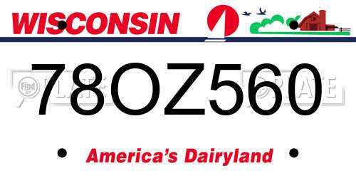 78OZ560 Wisconsin License Plate