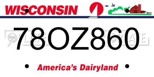 78OZ860 Wisconsin License Plate