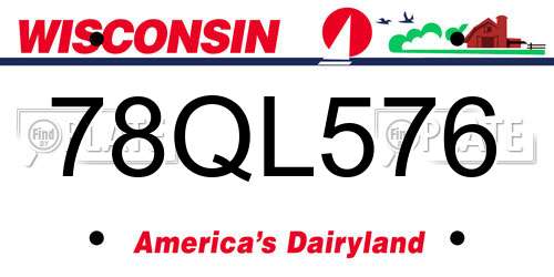 78QL576 Wisconsin License Plate