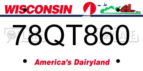 78QT860 Wisconsin License Plate