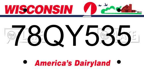 78QY535 Wisconsin License Plate