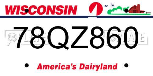 78QZ860 Wisconsin License Plate