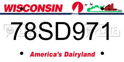 78SD971 Wisconsin License Plate