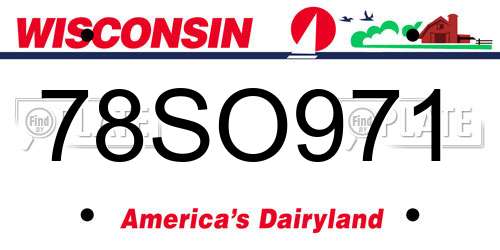 78SO971 Wisconsin License Plate