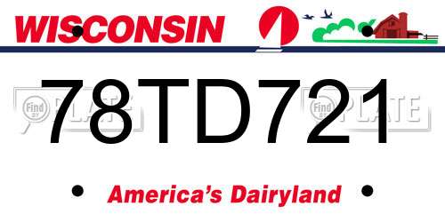 78TD721 Wisconsin License Plate