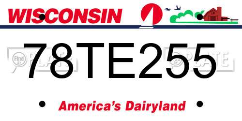 78TE255 Wisconsin License Plate